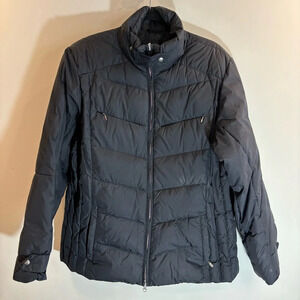 LAND’S END Sz XL Goose Down Many Pockets Funnel Neck Zipper Puffer  Coat Jacket